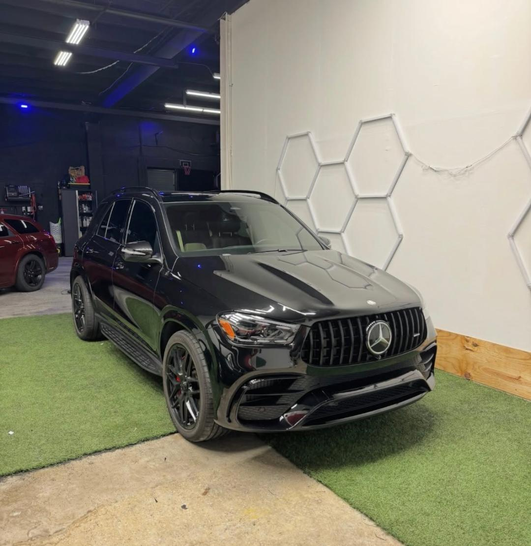 Black Mercedes-AMG GLE gleaming after a full detail